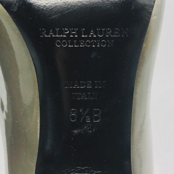 Ralph Lauren Collection Metallic Gray Grey Leather Pumps Italy 7.5B High Heel - Picture 16 of 16